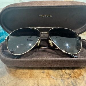 Tom Ford Black and Gold Aviator Sunglasses